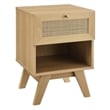 Modway Soma 1-Drawer Rattan MDF and Particleboard Nightstand in Oak