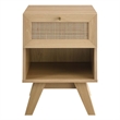 Modway Soma 1-Drawer Rattan MDF and Particleboard Nightstand in Oak
