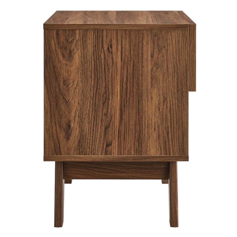 Modway Soma 1-Drawer Rattan MDF and Particleboard Nightstand in Walnut