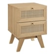 Modway Soma 2-Drawer Rattan MDF and Particleboard Nightstand in Oak
