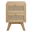 Modway Soma 2-Drawer Rattan MDF and Particleboard Nightstand in Oak