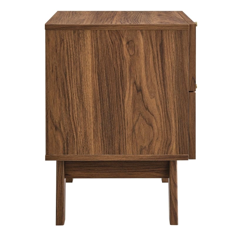 Modway Soma 2-Drawer Rattan MDF and Particleboard Nightstand in Walnut