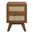 Modway Soma 2-Drawer Rattan MDF and Particleboard Nightstand in Walnut