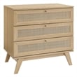 Modway Soma 3-Drawer Rattan MDF and Particleboard Dresser in Oak