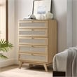 Modway Soma 5-Drawer Rattan MDF and Particleboard Chest in Oak