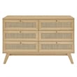 Modway Soma 6-Drawer Rattan MDF and Particleboard Dresser in Oak