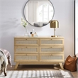 Modway Soma 6-Drawer Rattan MDF and Particleboard Dresser in Oak