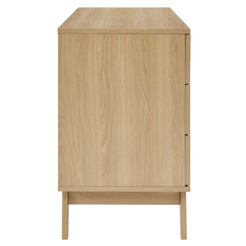 Modway Soma 6-Drawer Rattan MDF and Particleboard Dresser in Oak