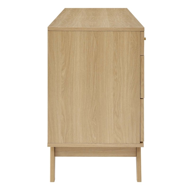Modway Soma 8-Drawer Rattan MDF and Particleboard Dresser in Oak