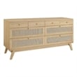 Modway Soma 8-Drawer Rattan MDF and Particleboard Dresser in Oak