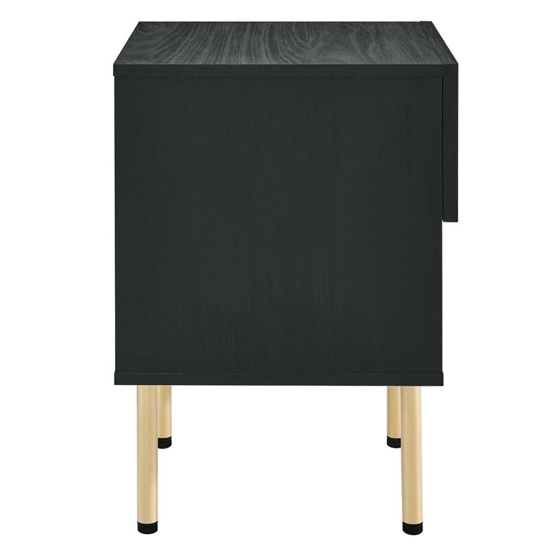 Modway Chaucer Modern Particleboard and Rattan Nightstand in Black
