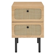 Modway Chaucer 2-Drawer Particleboard and Rattan Nightstand in Oak