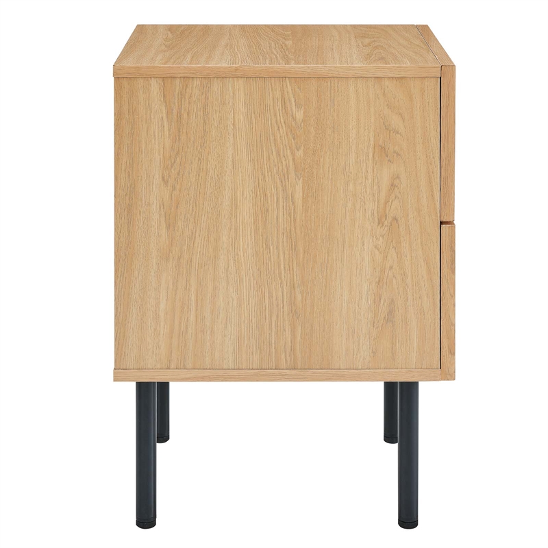 Modway Chaucer 2-Drawer Particleboard and Rattan Nightstand in Oak