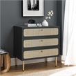 Modway Chaucer 3-Drawer Particleboard and Rattan Chest in Black