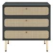 Modway Chaucer 3-Drawer Particleboard and Rattan Chest in Black