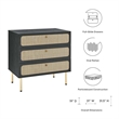 Modway Chaucer 3-Drawer Particleboard and Rattan Chest in Black