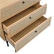 Modway Chaucer 3-Drawer Particleboard and Rattan Chest in Oak