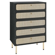 Modway Chaucer 5-Drawer Particleboard and Rattan Chest in Black