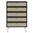 Modway Chaucer 5-Drawer Particleboard and Rattan Chest in Black
