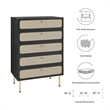 Modway Chaucer 5-Drawer Particleboard and Rattan Chest in Black