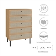 Modway Chaucer 5-Drawer Particleboard and Rattan Chest in Oak