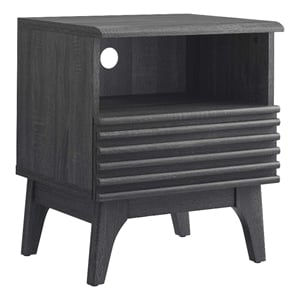 Modway Render Modern Particleboard Wood Nightstand - Charcoal Finish