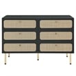 Modway Chaucer 6-Drawer Particleboard and Rattan Compact Dresser in Black