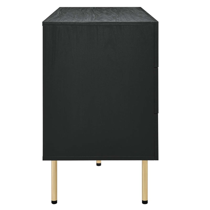 Modway Chaucer 6-Drawer Particleboard and Rattan Compact Dresser in Black