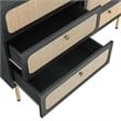 Modway Chaucer 6-Drawer Particleboard and Rattan Compact Dresser in Black