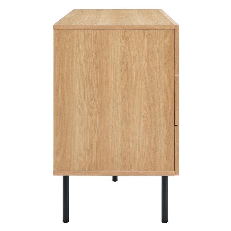 Modway Chaucer 6-Drawer Particleboard and Rattan Compact Dresser in Oak