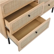 Modway Chaucer 6-Drawer Particleboard and Rattan Compact Dresser in Oak