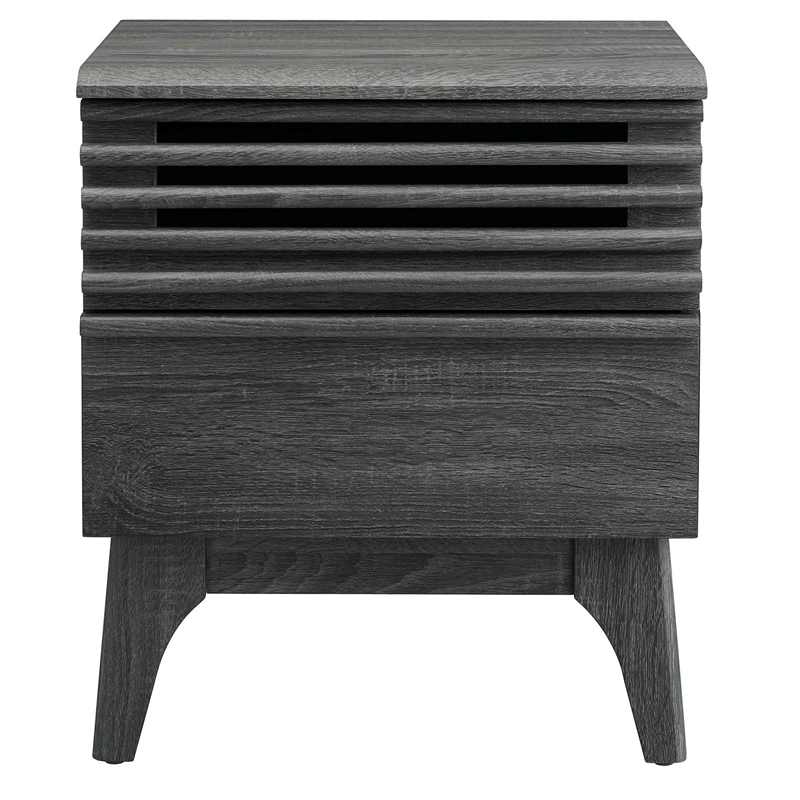 modway render modern particleboard wood nightstand in charcoal finish