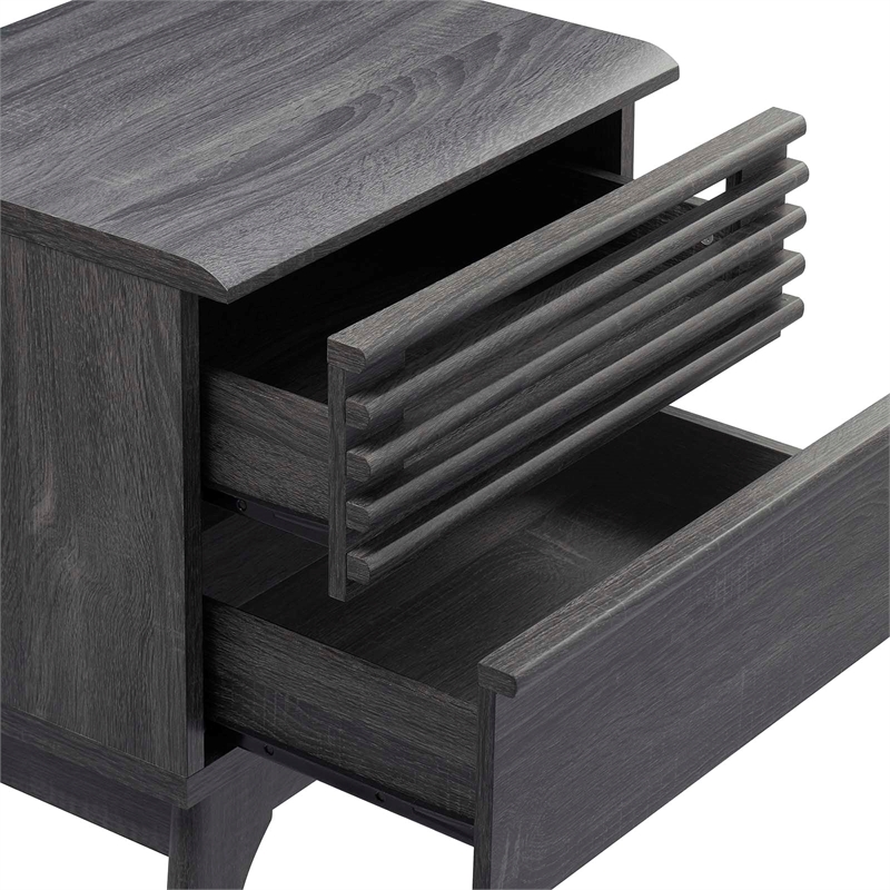 modway render modern particleboard wood nightstand in charcoal finish