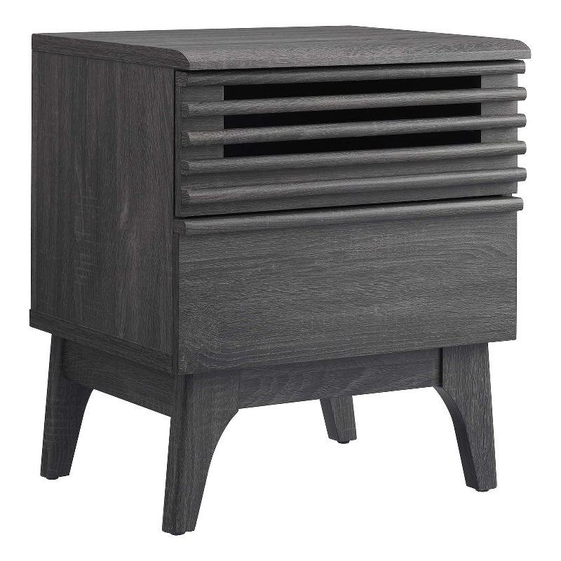 Modway Render Modern Particleboard Wood Nightstand in Charcoal Finish