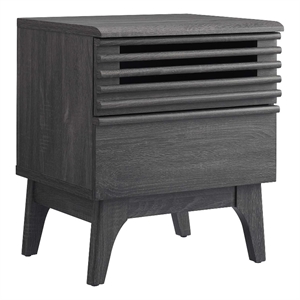 Modway Render Modern Particleboard Wood Nightstand in Charcoal Finish