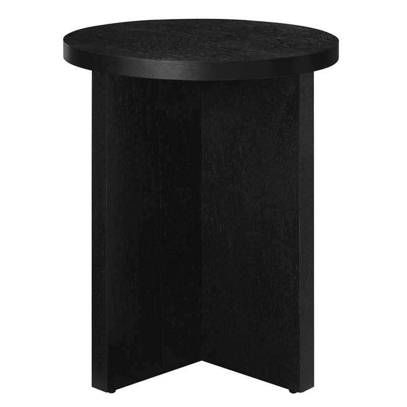 Modway Silas Round Modern Wood Side Table with X-Shaped Base in Black