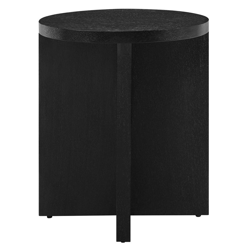 Modway Silas Round Modern Wood Side Table with X-Shaped Base in Black