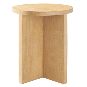 Modway Silas Round Modern Wood Side Table with X-Shaped Base in Natural