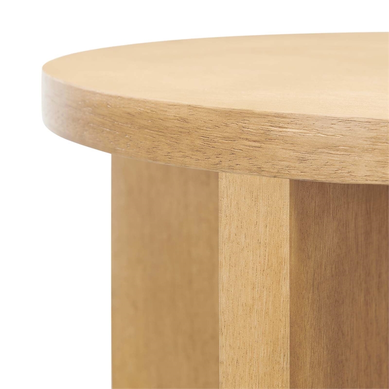 Modway Silas Round Modern Wood Side Table with X-Shaped Base in Natural