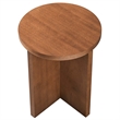 Modway Silas Round Modern Wood Side Table with X-Shaped Base in Walnut