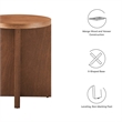 Modway Silas Round Modern Wood Side Table with X-Shaped Base in Walnut