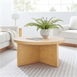 Modway Silas Round Modern  Wood Coffee Table with X-Shaped Base in Natural