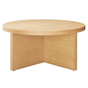 Modway Silas Round Modern  Wood Coffee Table with X-Shaped Base in Natural