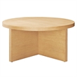 Modway Silas Round Modern  Wood Coffee Table with X-Shaped Base in Natural