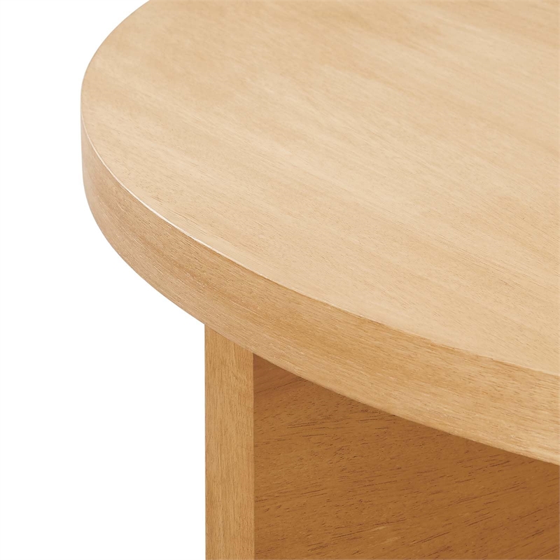 Modway Silas Round Modern  Wood Coffee Table with X-Shaped Base in Natural