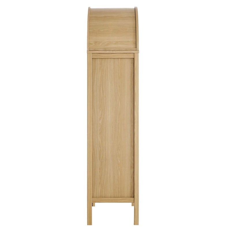 Modway Tessa Wood Tall Storage Display Cabinet with Rounded Arched Top in Oak