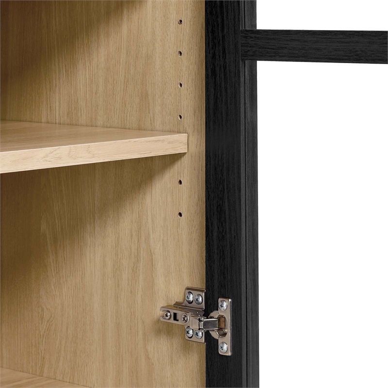 Modway Nolan Wood Tall Storage Display Cabinet in Black and Oak