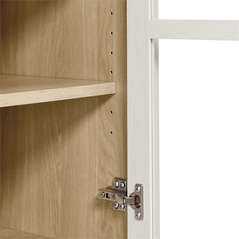 Modway Nolan Wood Tall Storage Display Cabinet in White and Oak