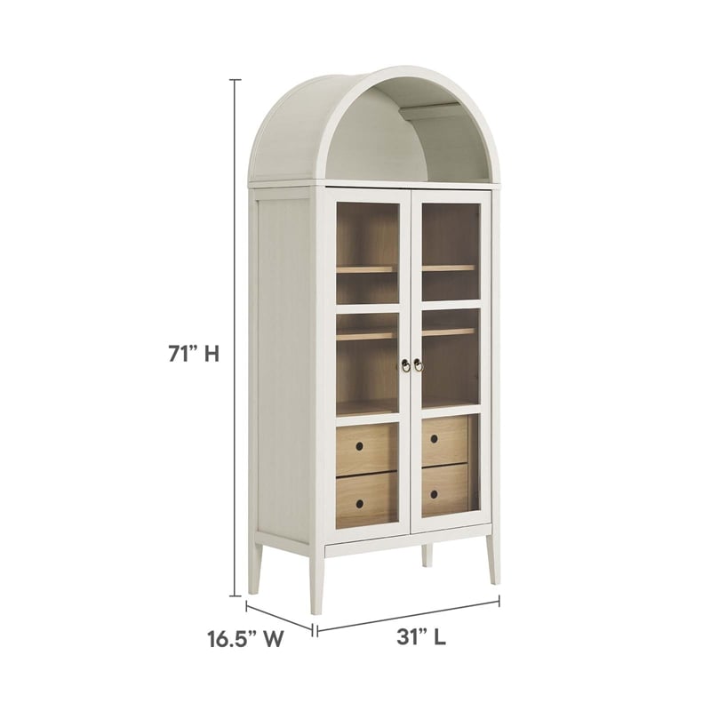 Modway Nolan Wood Tall Storage Display Cabinet in White and Oak