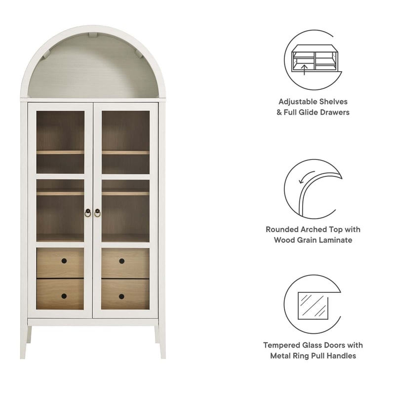 Modway Nolan Wood Tall Storage Display Cabinet in White and Oak